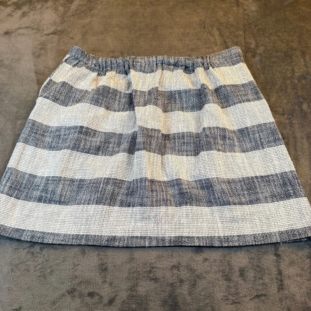 A‎ New Day Striped A Line Skirt Women's Size Large Blue White Textured